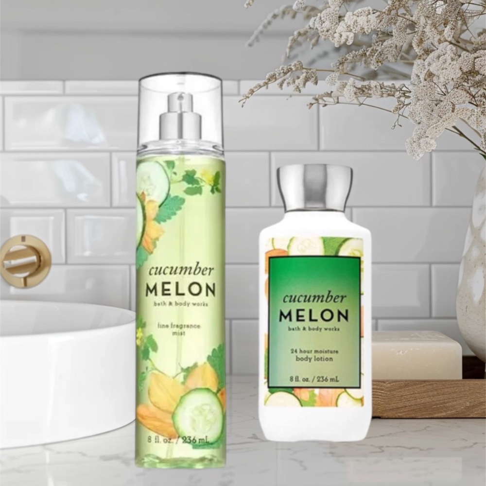 Bath & Body Work’s Cucumber Melon 8oz Set 🆕 Body Mist & Lotion